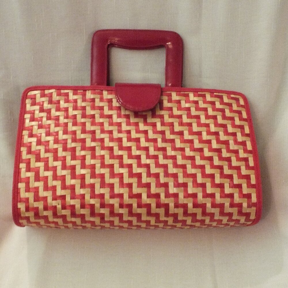 Lulu Guiness Handbag In Red Straw Purse